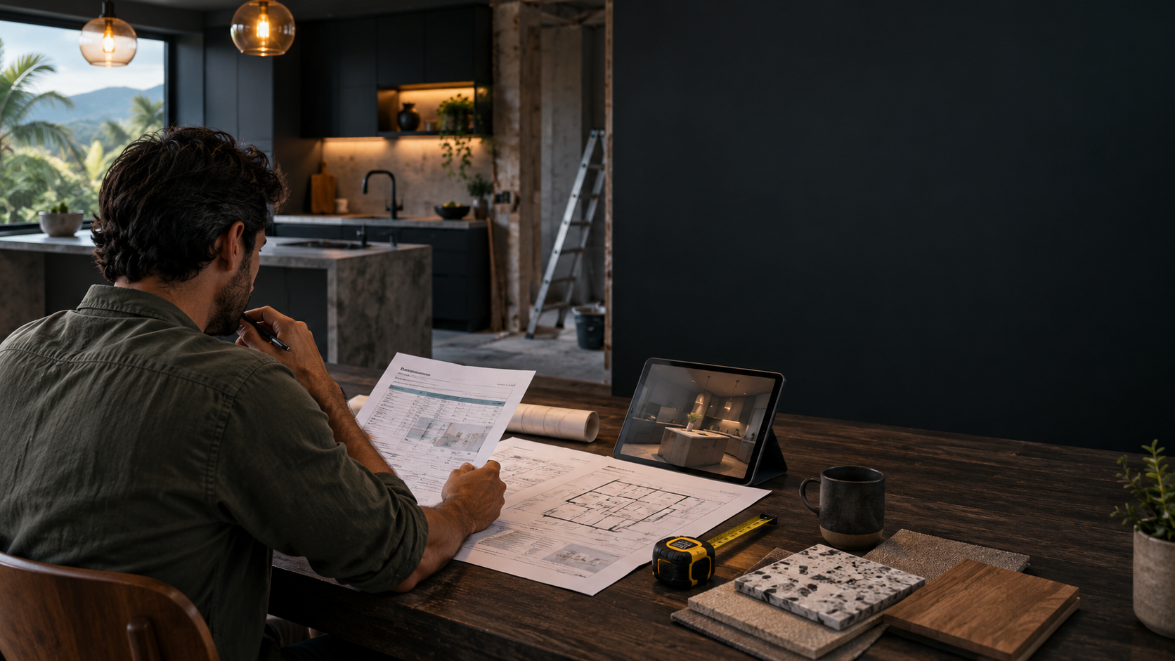 Persona revisando un presupuesto de remodelación